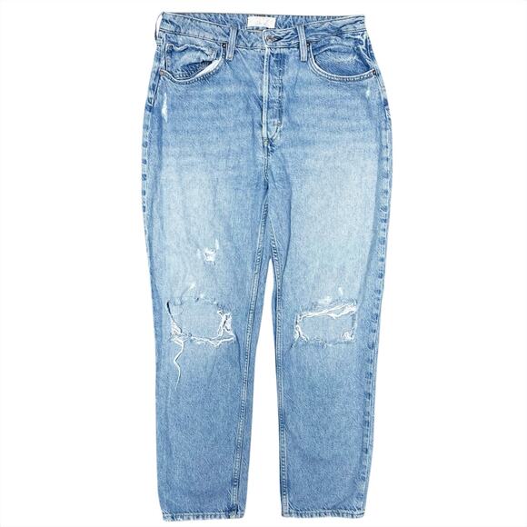 WE THE FREE Fast Times High-Rise Mom Jean Ripped Knees Button Fly Size 32 - Picture 1 of 9